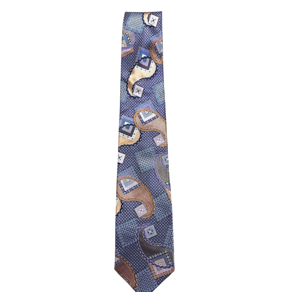 Hammer Made Tie Mens One Size Blue Paisley Classic Width Pointed Silk Necktie